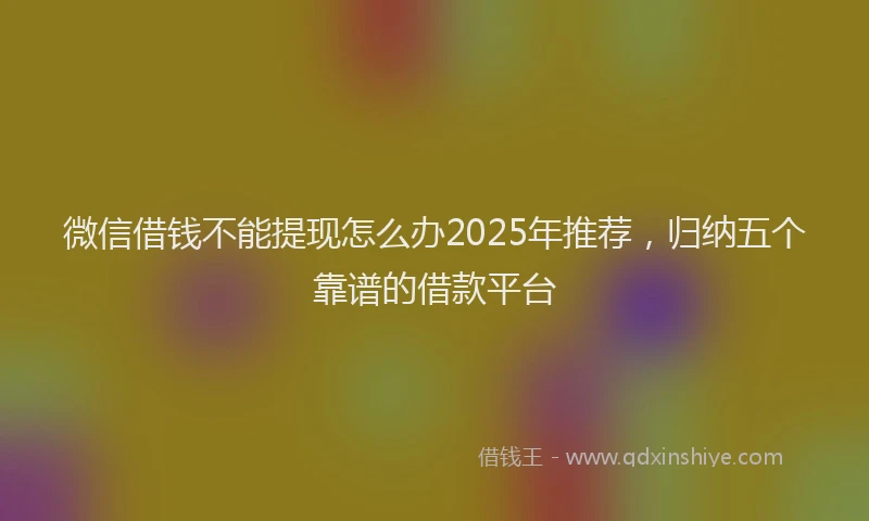 微信借钱不能提现怎么办2025年推荐，归纳五个靠谱的借款平台