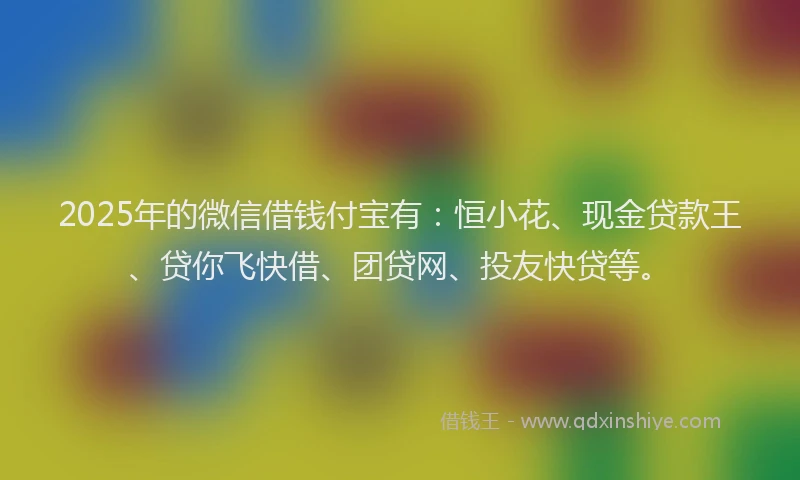 2025年的微信借钱付宝有：恒小花、现金贷款王、贷你飞快借、团贷网、投友快贷等。