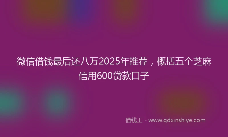 微信借钱最后还八万2025年推荐，概括五个芝麻信用600贷款口子