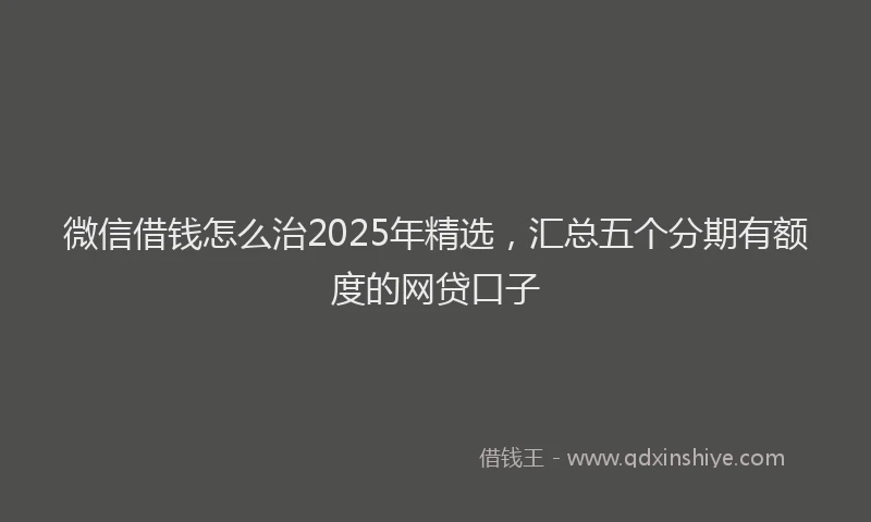 微信借钱怎么治2025年精选，汇总五个分期有额度的网贷口子