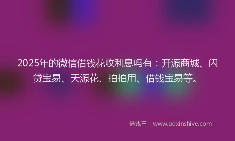 2025年的微信借钱花收利息吗有：开源商城、闪贷宝易、天源花、拍拍用、借钱宝易等。