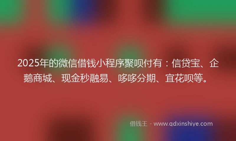 2025年的微信借钱小程序聚呗付有：信贷宝、企鹅商城、现金秒融易、哆哆分期、宜花呗等。