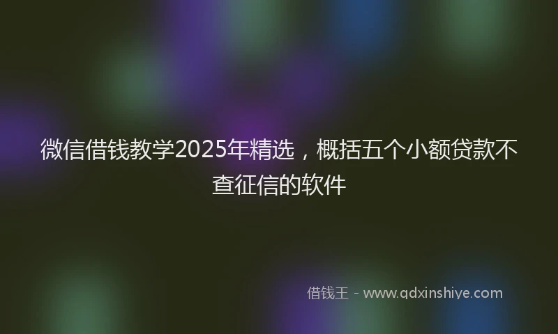 微信借钱教学2025年精选，概括五个小额贷款不查征信的软件