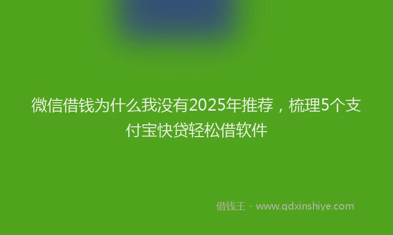 微信借钱为什么我没有2025年推荐，梳理5个支付宝快贷轻松借软件