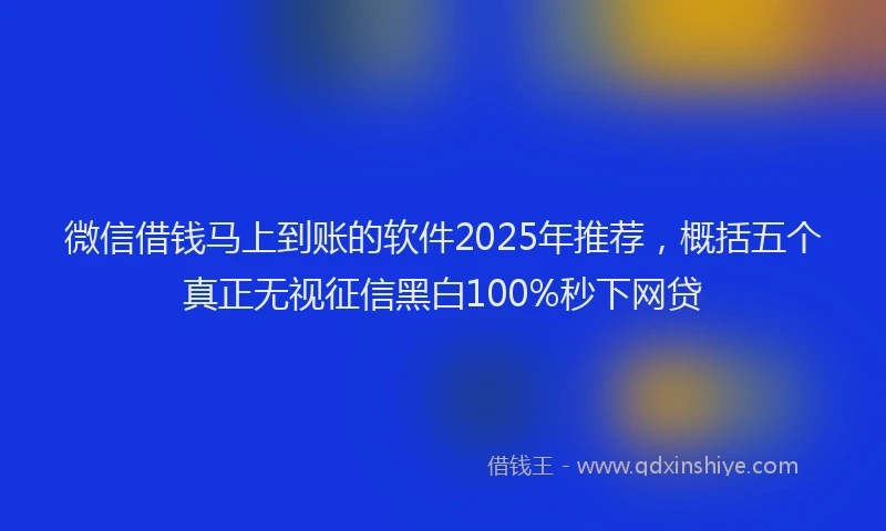 微信借钱马上到账的软件2025年推荐，概括五个真正无视征信黑白100%秒下网贷