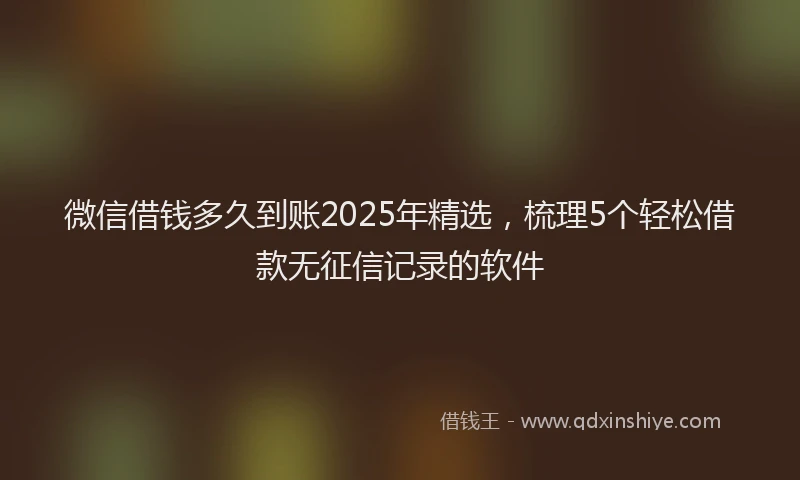微信借钱多久到账2025年精选，梳理5个轻松借款无征信记录的软件