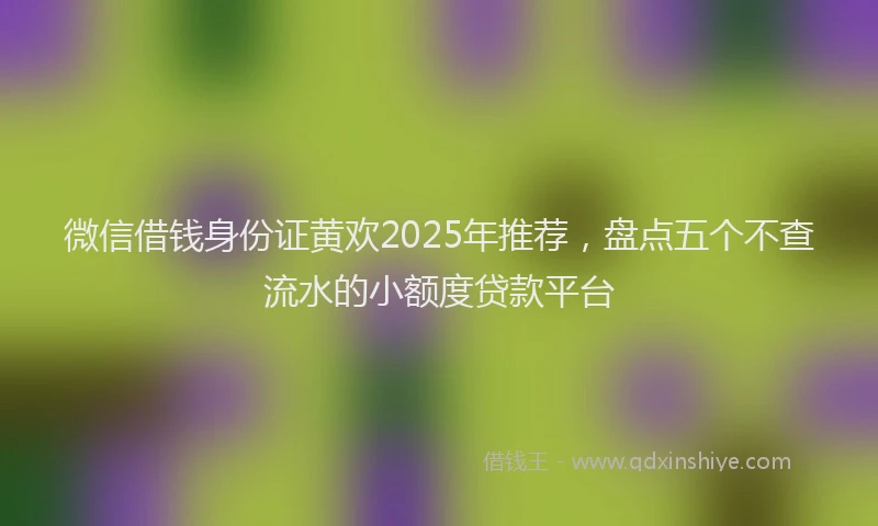 微信借钱身份证黄欢2025年推荐，盘点五个不查流水的小额度贷款平台