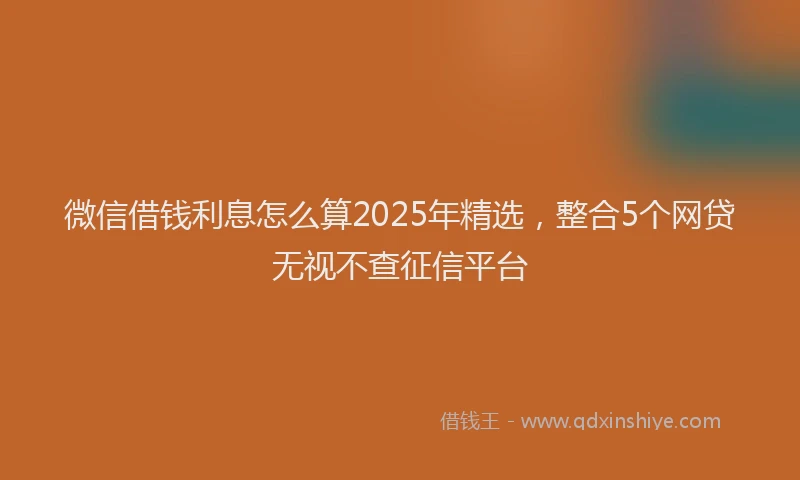 微信借钱利息怎么算2025年精选，整合5个网贷无视不查征信平台
