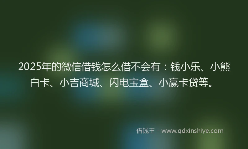 2025年的微信借钱怎么借不会有：钱小乐、小熊白卡、小吉商城、闪电宝盒、小赢卡贷等。