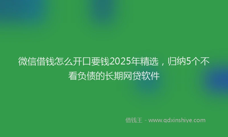 微信借钱怎么开口要钱2025年精选，归纳5个不看负债的长期网贷软件