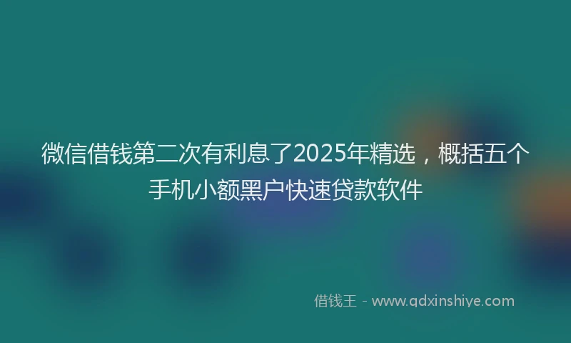 微信借钱第二次有利息了2025年精选，概括五个手机小额黑户快速贷款软件