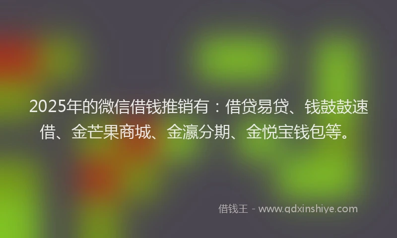 2025年的微信借钱推销有：借贷易贷、钱鼓鼓速借、金芒果商城、金瀛分期、金悦宝钱包等。