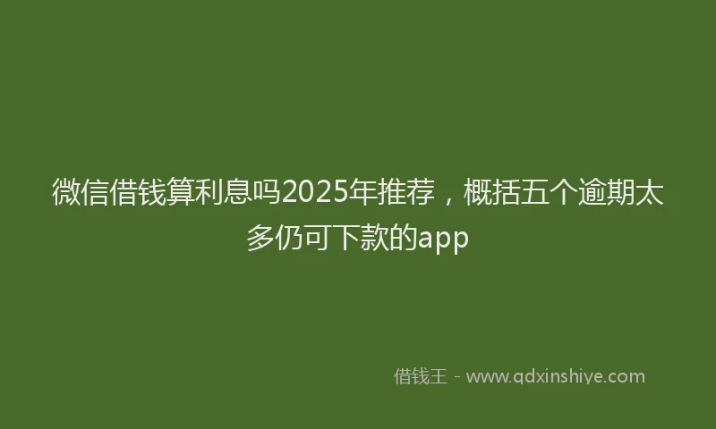 微信借钱算利息吗2025年推荐，概括五个逾期太多仍可下款的app