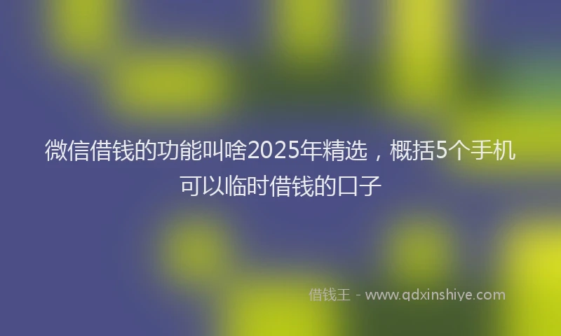 微信借钱的功能叫啥2025年精选，概括5个手机可以临时借钱的口子