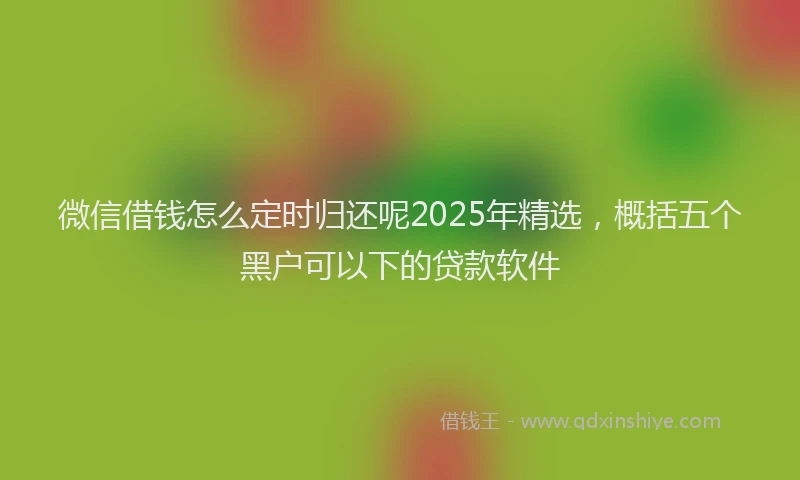 微信借钱怎么定时归还呢2025年精选，概括五个黑户可以下的贷款软件
