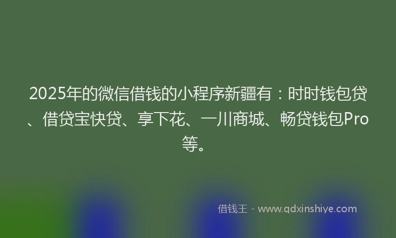 2025年的微信借钱的小程序新疆有：时时钱包贷、借贷宝快贷、享下花、一川商城、畅贷钱包Pro等。
