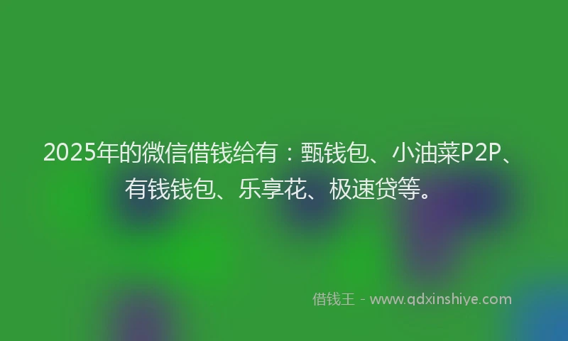 2025年的微信借钱给有：甄钱包、小油菜P2P、有钱钱包、乐享花、极速贷等。