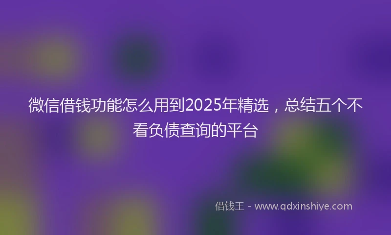 微信借钱功能怎么用到2025年精选，总结五个不看负债查询的平台