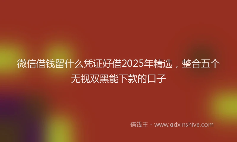 微信借钱留什么凭证好借2025年精选，整合五个无视双黑能下款的口子