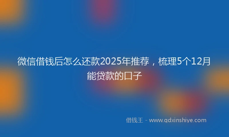 微信借钱后怎么还款2025年推荐，梳理5个12月能贷款的口子