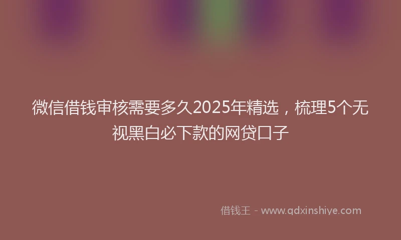 微信借钱审核需要多久2025年精选，梳理5个无视黑白必下款的网贷口子