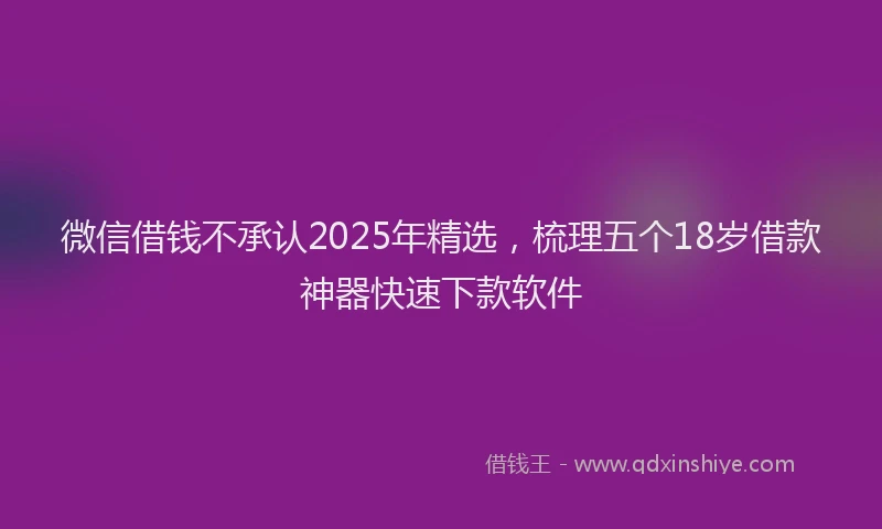 微信借钱不承认2025年精选，梳理五个18岁借款神器快速下款软件
