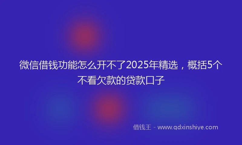 微信借钱功能怎么开不了2025年精选，概括5个不看欠款的贷款口子