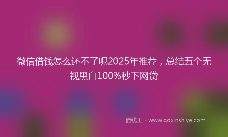 微信借钱怎么还不了呢2025年推荐，总结五个无视黑白100%秒下网贷