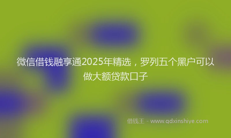 微信借钱融享通2025年精选，罗列五个黑户可以做大额贷款口子