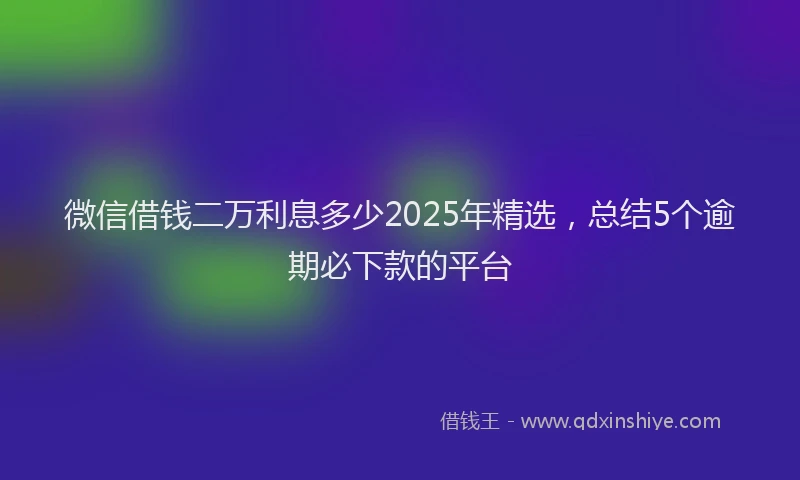 微信借钱二万利息多少2025年精选，总结5个逾期必下款的平台