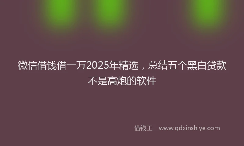 微信借钱借一万2025年精选，总结五个黑白贷款不是高炮的软件