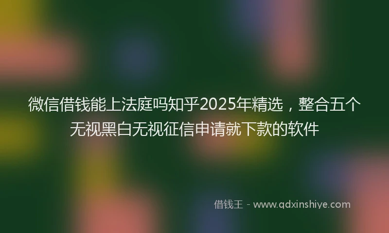 微信借钱能上法庭吗知乎2025年精选，整合五个无视黑白无视征信申请就下款的软件