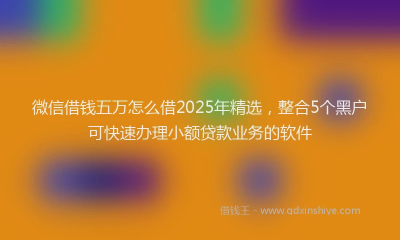 微信借钱五万怎么借2025年精选，整合5个黑户可快速办理小额贷款业务的软件