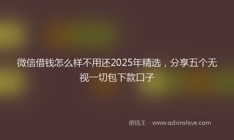 微信借钱怎么样不用还2025年精选，分享五个无视一切包下款口子