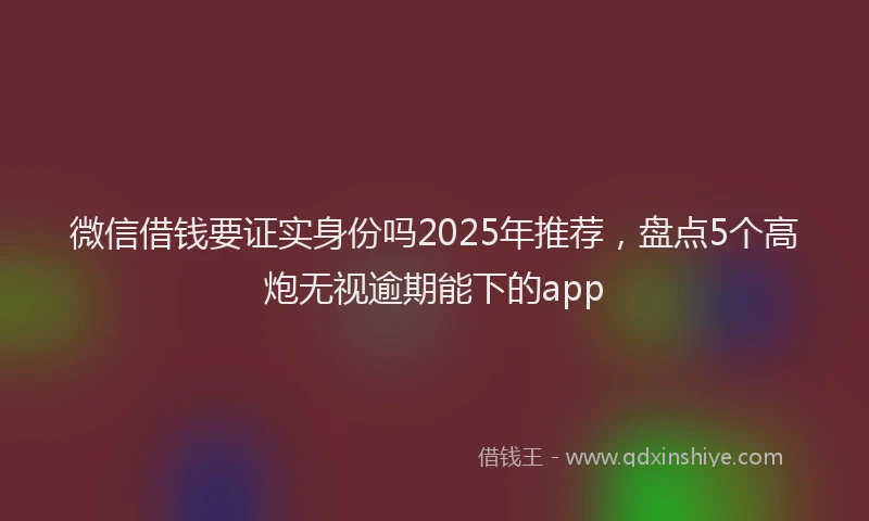 微信借钱要证实身份吗2025年推荐，盘点5个高炮无视逾期能下的app