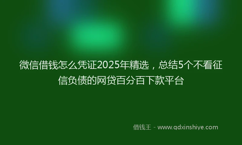 微信借钱怎么凭证2025年精选，总结5个不看征信负债的网贷百分百下款平台
