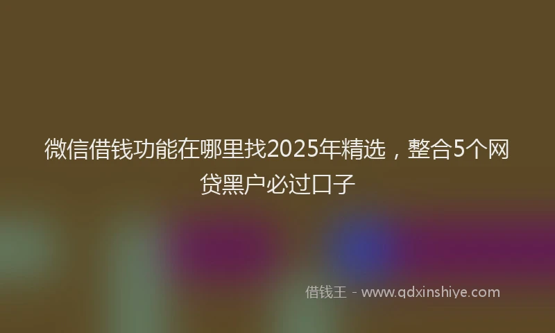 微信借钱功能在哪里找2025年精选，整合5个网贷黑户必过口子