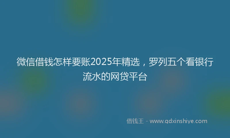 微信借钱怎样要账2025年精选，罗列五个看银行流水的网贷平台