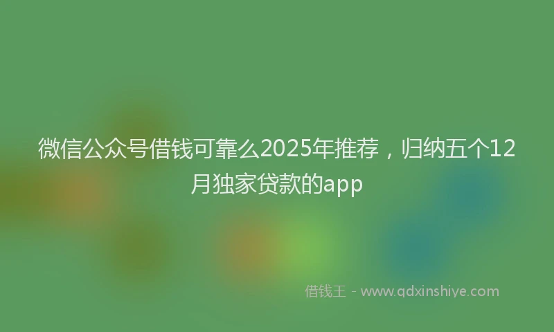 微信公众号借钱可靠么2025年推荐，归纳五个12月独家贷款的app