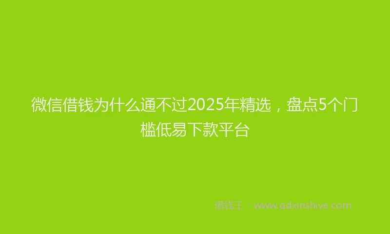 微信借钱为什么通不过2025年精选，盘点5个门槛低易下款平台