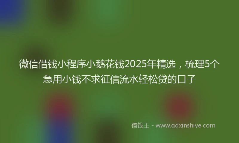 微信借钱小程序小鹅花钱2025年精选，梳理5个急用小钱不求征信流水轻松贷的口子