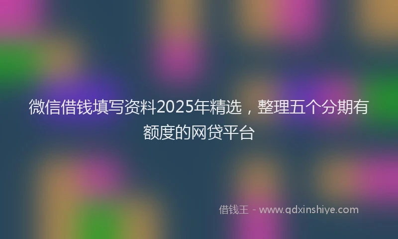 微信借钱填写资料2025年精选，整理五个分期有额度的网贷平台