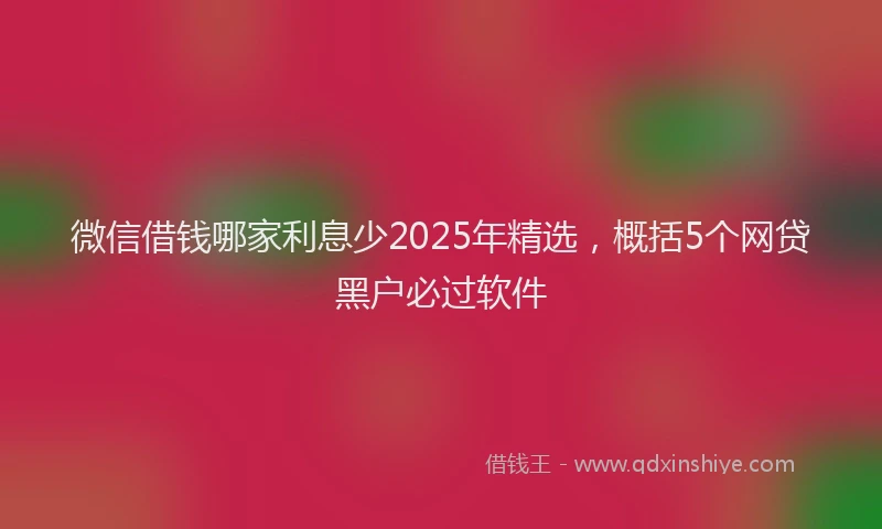 微信借钱哪家利息少2025年精选，概括5个网贷黑户必过软件