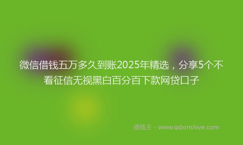 微信借钱五万多久到账2025年精选，分享5个不看征信无视黑白百分百下款网贷口子
