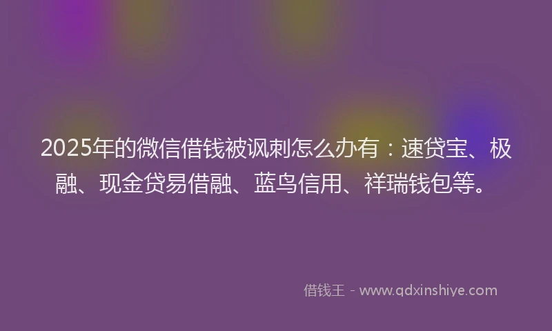 2025年的微信借钱被讽刺怎么办有：速贷宝、极融、现金贷易借融、蓝鸟信用、祥瑞钱包等。