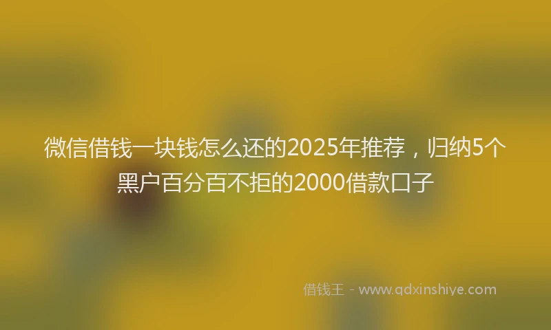 微信借钱一块钱怎么还的2025年推荐，归纳5个黑户百分百不拒的2000借款口子