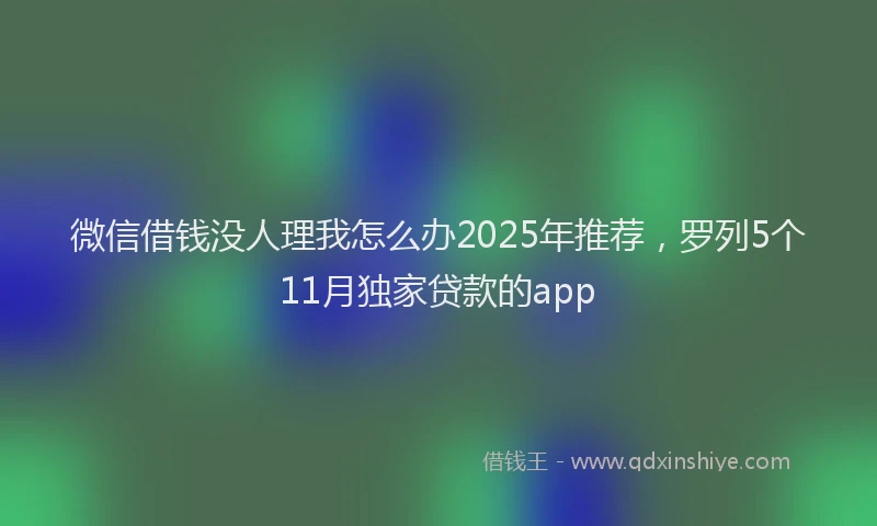 微信借钱没人理我怎么办2025年推荐，罗列5个11月独家贷款的app