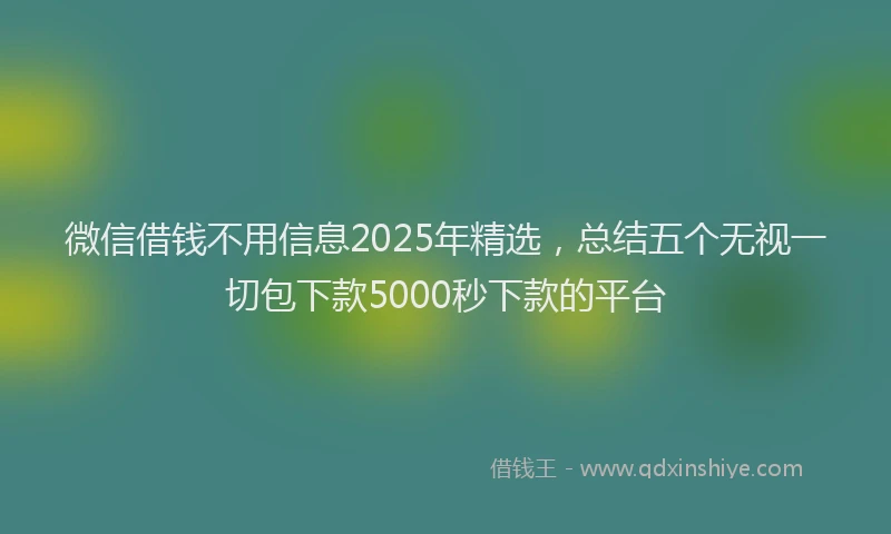 微信借钱不用信息2025年精选，总结五个无视一切包下款5000秒下款的平台