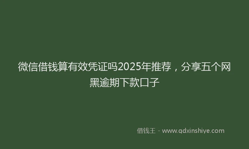 微信借钱算有效凭证吗2025年推荐，分享五个网黑逾期下款口子