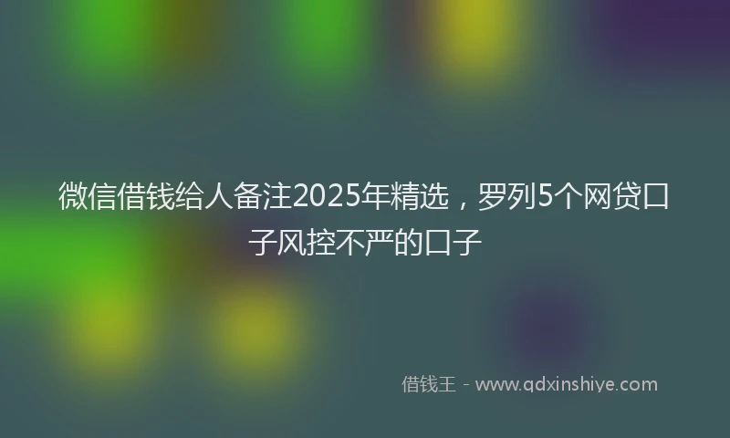 微信借钱给人备注2025年精选，罗列5个网贷口子风控不严的口子